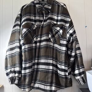 YAGO Men's Plaid Flannel Button Down Casual Shirt Jacket Size Large